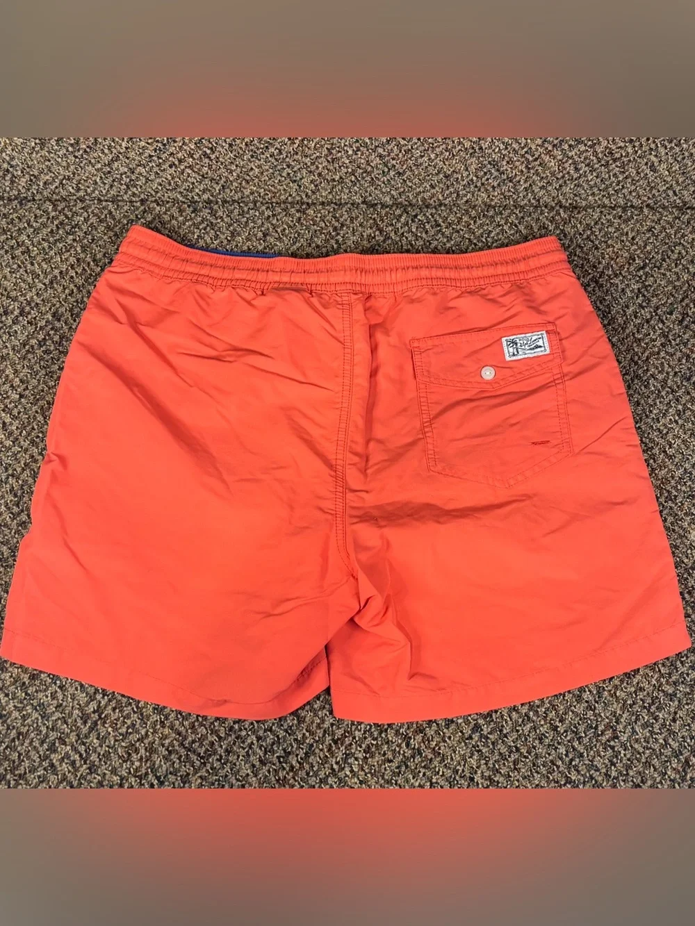 Ralph Lauren Coral Swim Trunks with Contrast Blue Lining